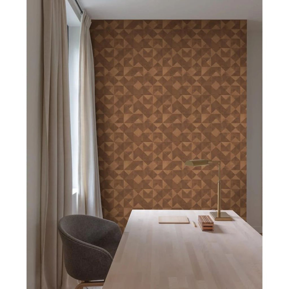 Noordwand behang topchique grafische vormen facet metallic oranje