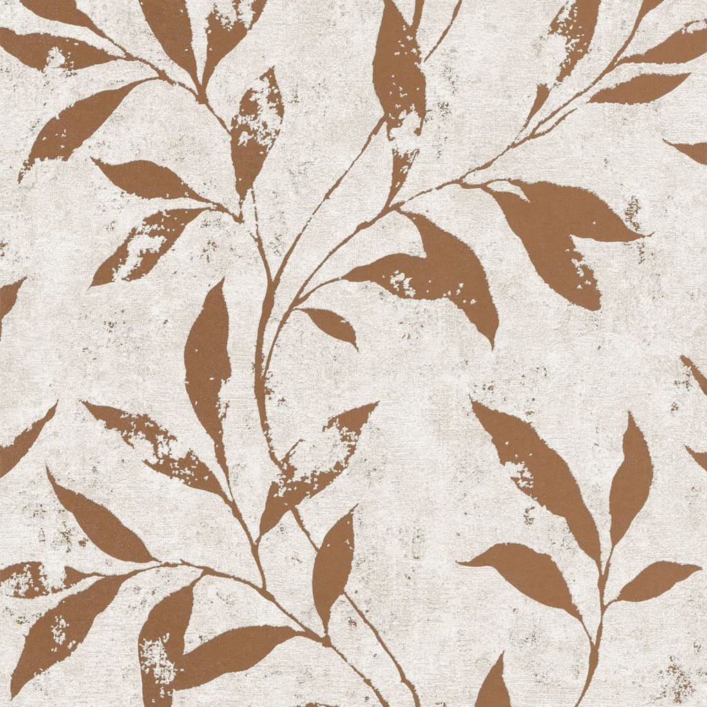 Dutch wallcoverings behang blaadjes beige en bruin