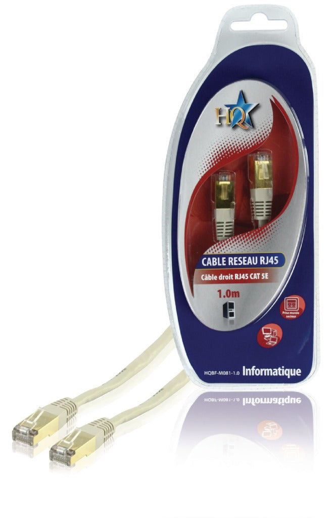 Hq bf-m081-1.0 cat5e utp netwerkkabel rj45 (8 8) mannelijk - rj45 (8 8) mannelijk 1,00 m grijs