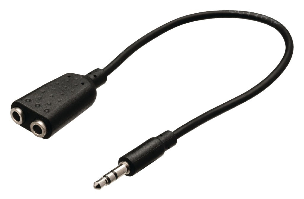 Valueline vlab22100b02 jack stereo audio verdeelkabel 3,5 mm mannelijk - 2x 3,5 mm vaste 0,20 m zwart
