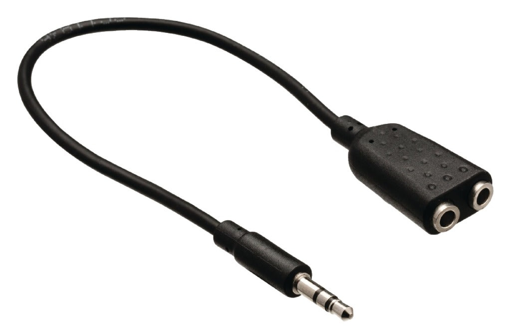 Valueline vlab22100b02 jack stereo audio verdeelkabel 3,5 mm mannelijk - 2x 3,5 mm vaste 0,20 m zwart