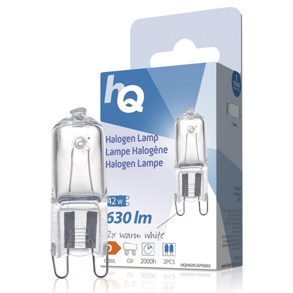 Hq halogeenlamp g9 42w 630lm 2800k