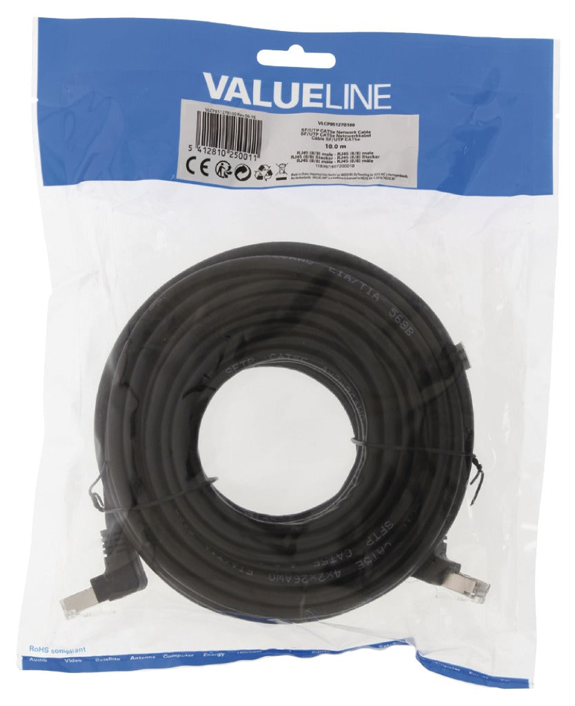Valueline vlcp85127b100 cat5e sf utp netwerkkabel rj45 (8 8) mannelijk - rj45 (8 8) mannelijk 10,0 m zwart