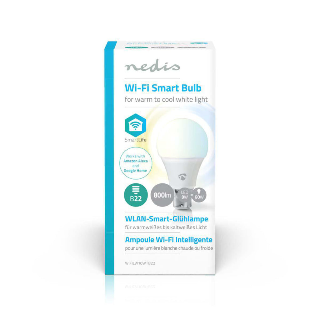 Nedis wifilw10wtb22 wifi slanke ledlamp warm tot koud wit b22