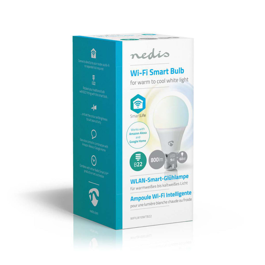 Nedis wifilw10wtb22 wifi slanke ledlamp warm tot koud wit b22