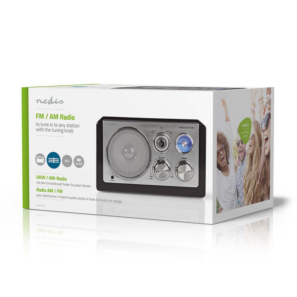 Nedis RDFM5100BK Fm-radio 9 W Analoge tuning Retro Design Zwart