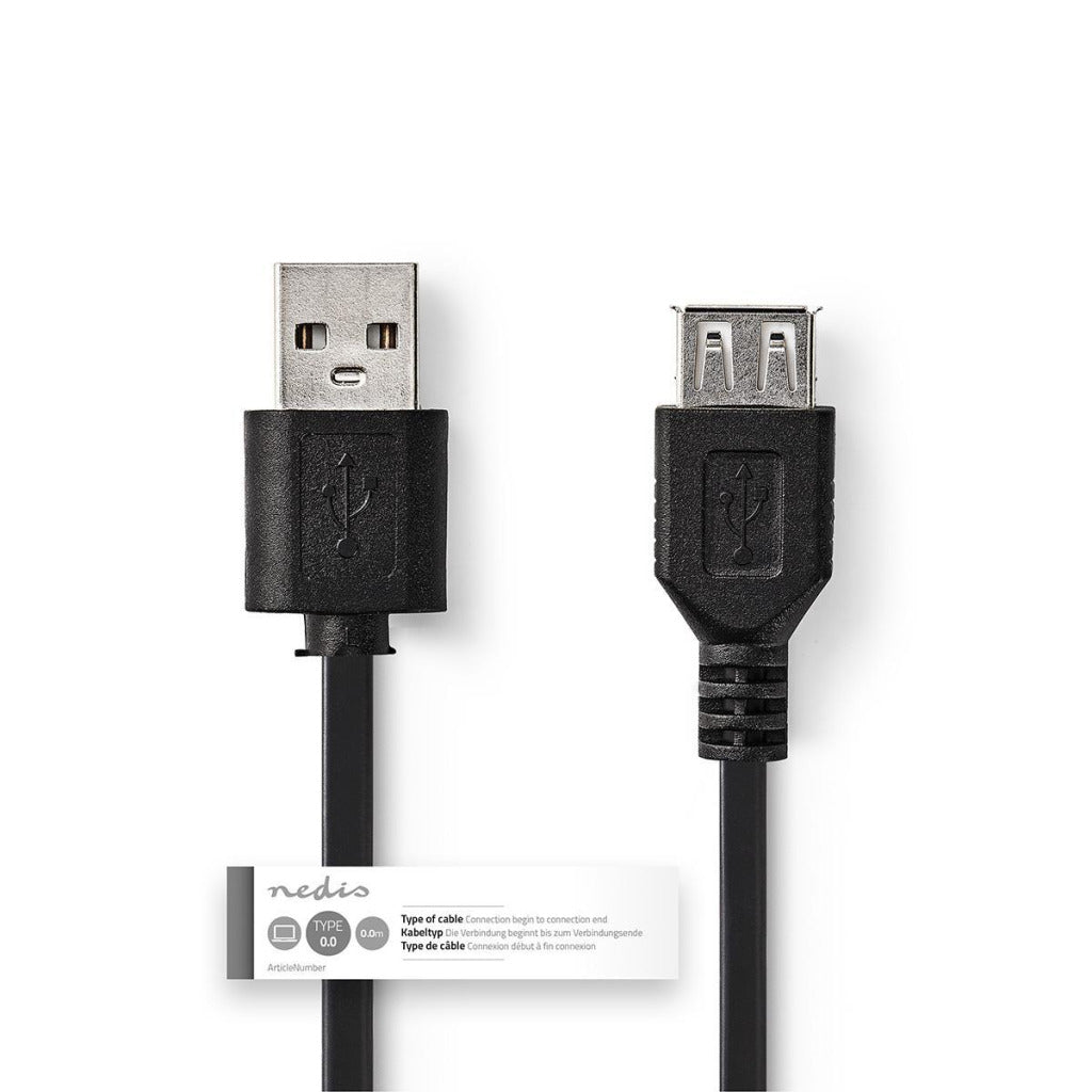 Nedis ccgt60010bk10 kabel usb 2.0 a mannelijk - usb a vrouwelijk 1,0 m zwart