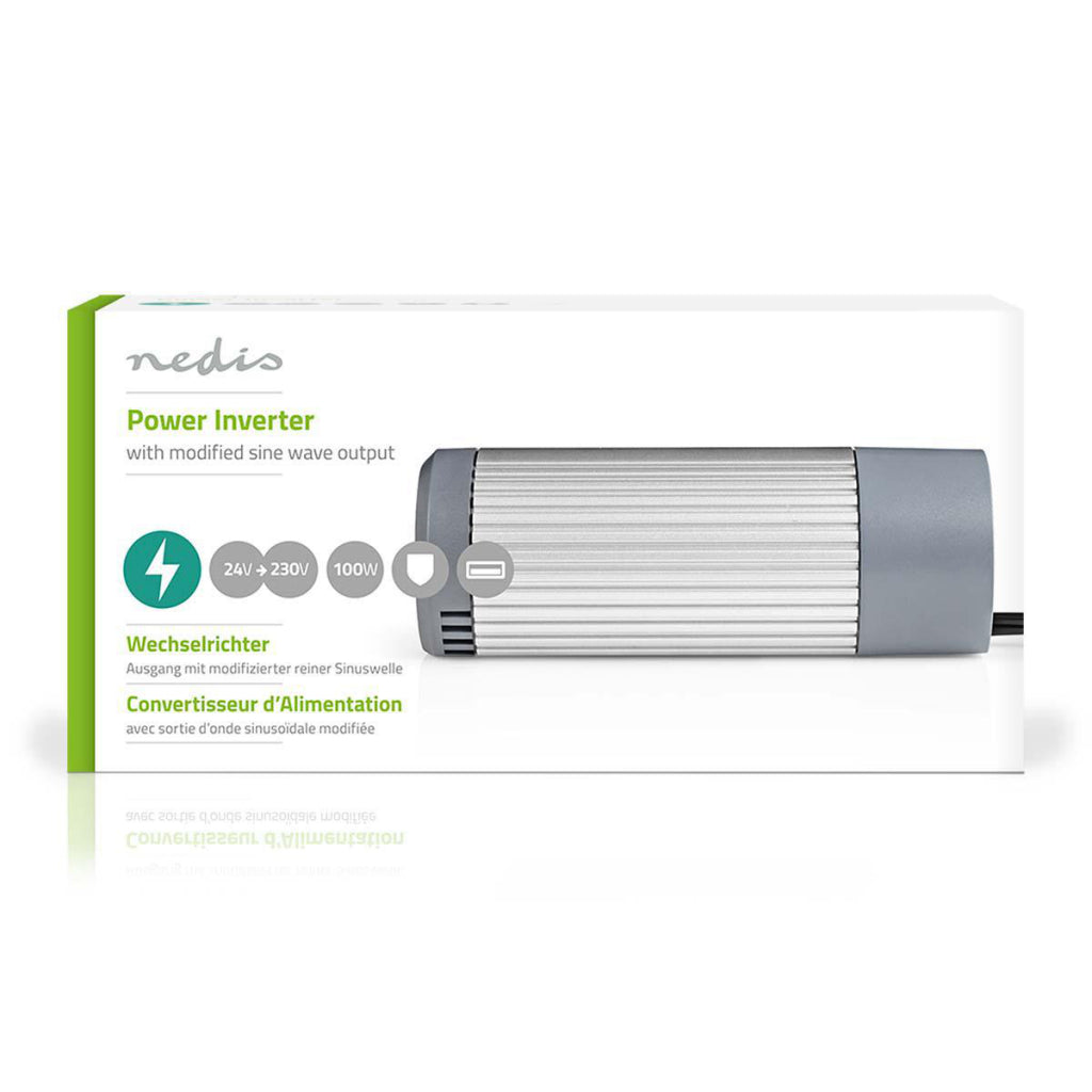 Nedis PIMS10024 Stroomomvormer Gemodificeerde Sinusgolf 24 V Dc 230 V 100 W 1x Schuko 1x- Usb-uitgang