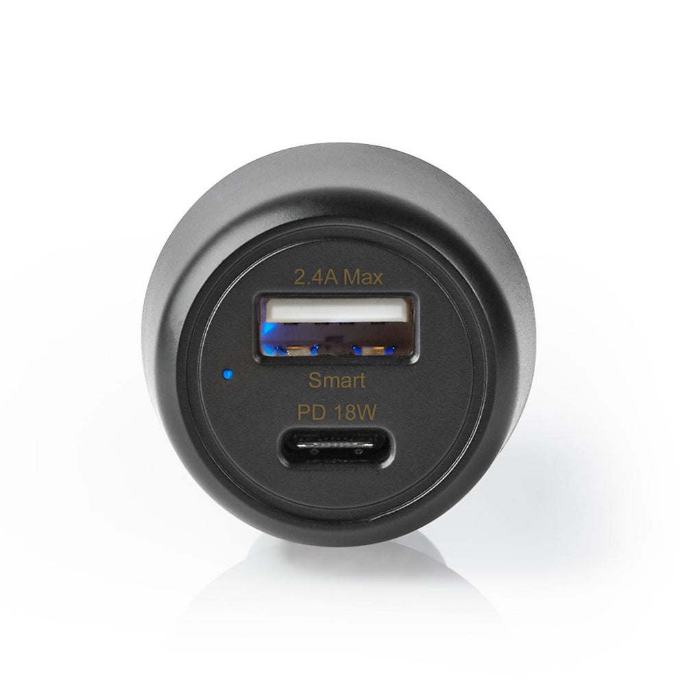 Nedis CCPD18W100BK Autolader 3,0 A Usb-a Usb-c Levering 18 W Zwart
