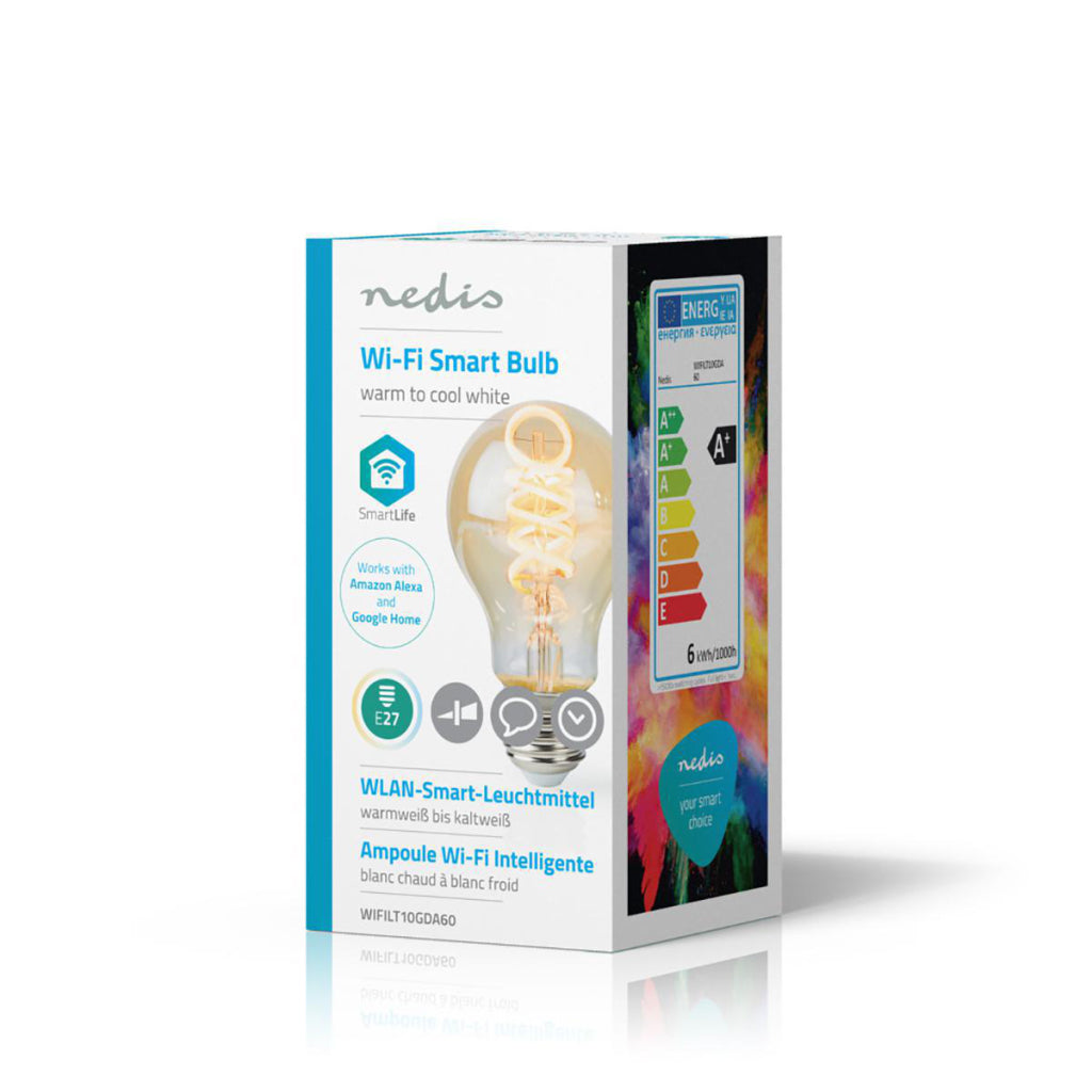 Nedis wifilt10gda60 wifi warm tot koel wit led filamentlamp gedraaid e27 a60 5,5 w 350 lm