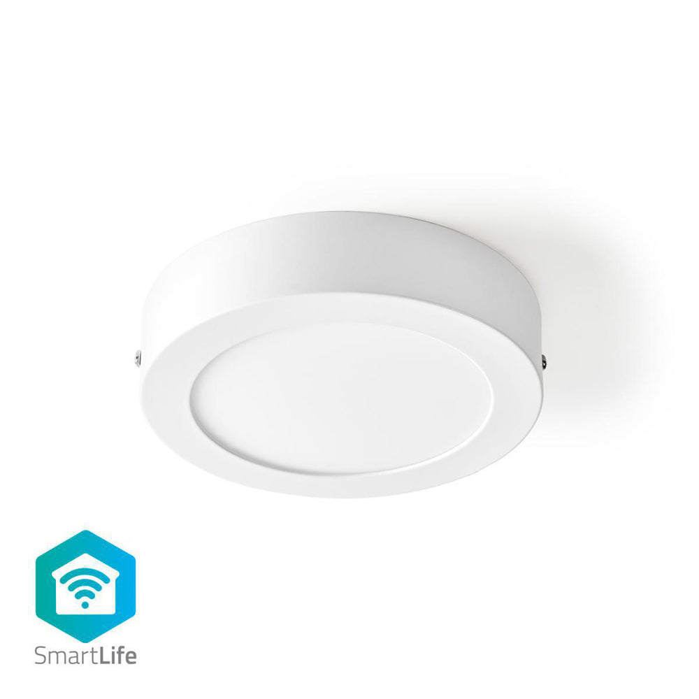 Nedis WIFILAW10WT Wifi Plafondlamp Rond Diameter 17 Cm Warm Tot Koel Wit 800 Lm 12 W Slank Design Aluminium