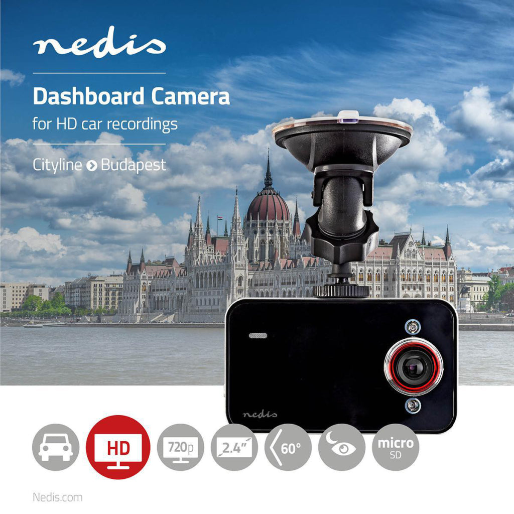Nedis DCAM06BK Dashcam Hd 720p 1 kanaal 2,4 inch Kijkhoek bestelwagen 60 graden;