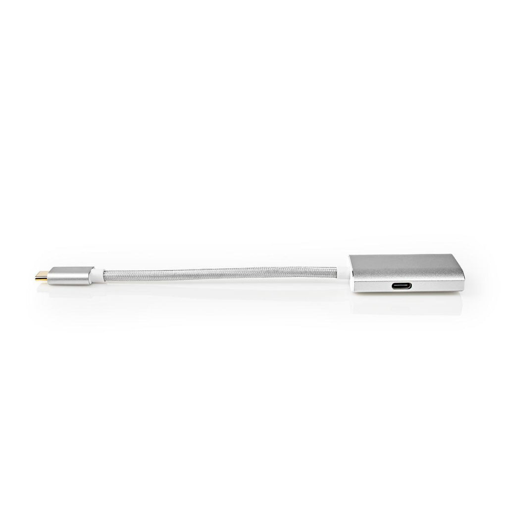 Nedis cctb64680al02 usb-adapter usb 3.2 gen 1 usb type-c handel; mannelijke HDMI-handel; connector 0,20 m rond verguld gebreid nylon zilver deksel vensterdoos