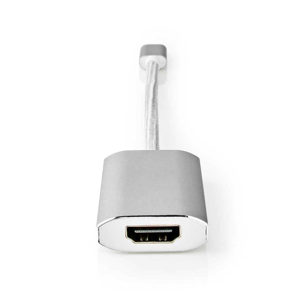 Nedis cctb64680al02 usb-adapter usb 3.2 gen 1 usb type-c handel; mannelijke HDMI-handel; connector 0,20 m rond verguld gebreid nylon zilver deksel vensterdoos