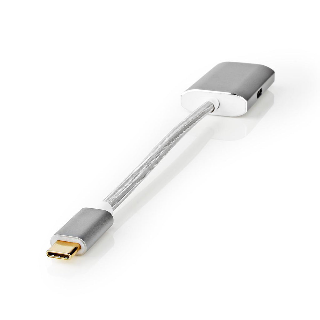 Nedis cctb64680al02 usb-adapter usb 3.2 gen 1 usb type-c handel; mannelijke HDMI-handel; connector 0,20 m rond verguld gebreid nylon zilver deksel vensterdoos
