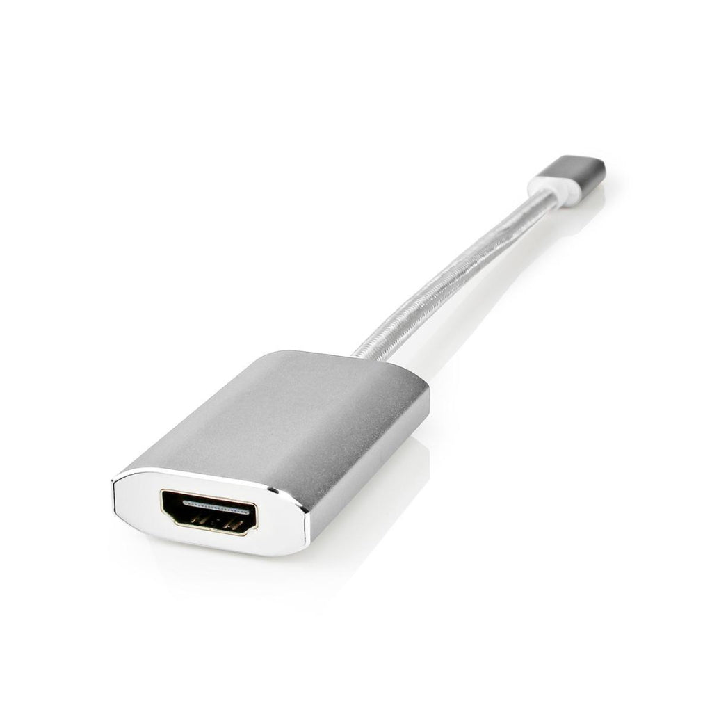 Nedis cctb64680al02 usb-adapter usb 3.2 gen 1 usb type-c handel; mannelijke HDMI-handel; connector 0,20 m rond verguld gebreid nylon zilver deksel vensterdoos