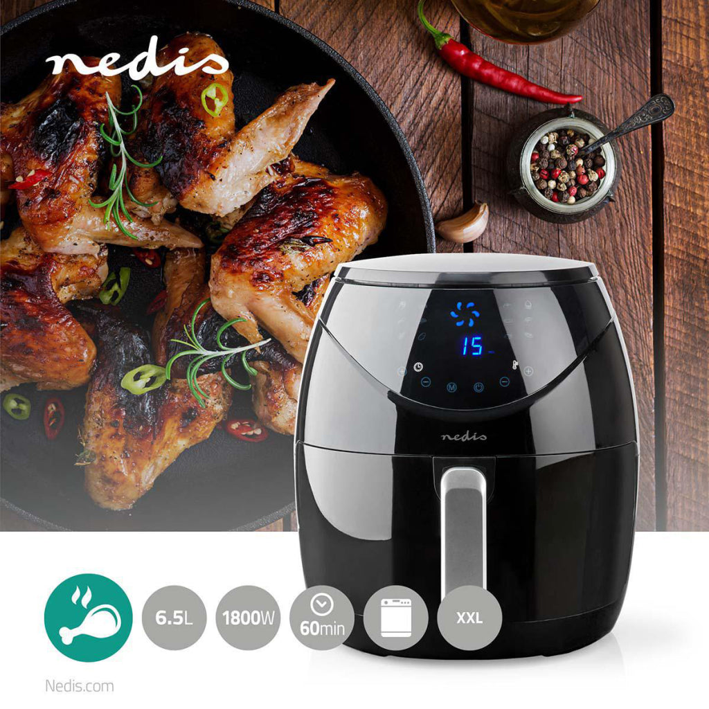 Nedis kaaf250ebk hetelucht friteuse 6,5l 1800w zwart