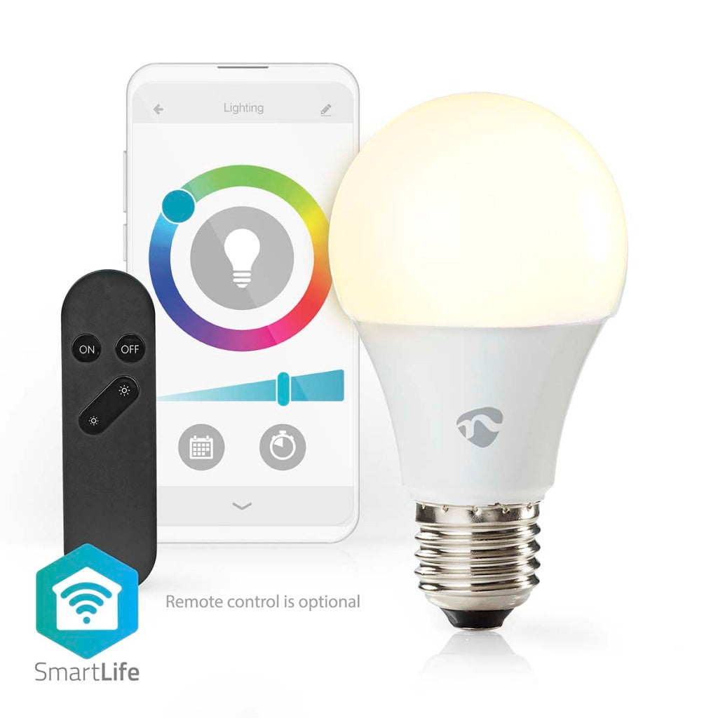 Nedis wifilrc10e27 smartlife multicolor lamp wifi e27 806 lm 9w rgb warm tot koel wit android trade; ios peer