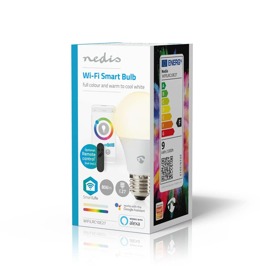 Nedis wifilrc10e27 smartlife multicolor lamp wifi e27 806 lm 9w rgb warm tot koel wit android trade; ios peer