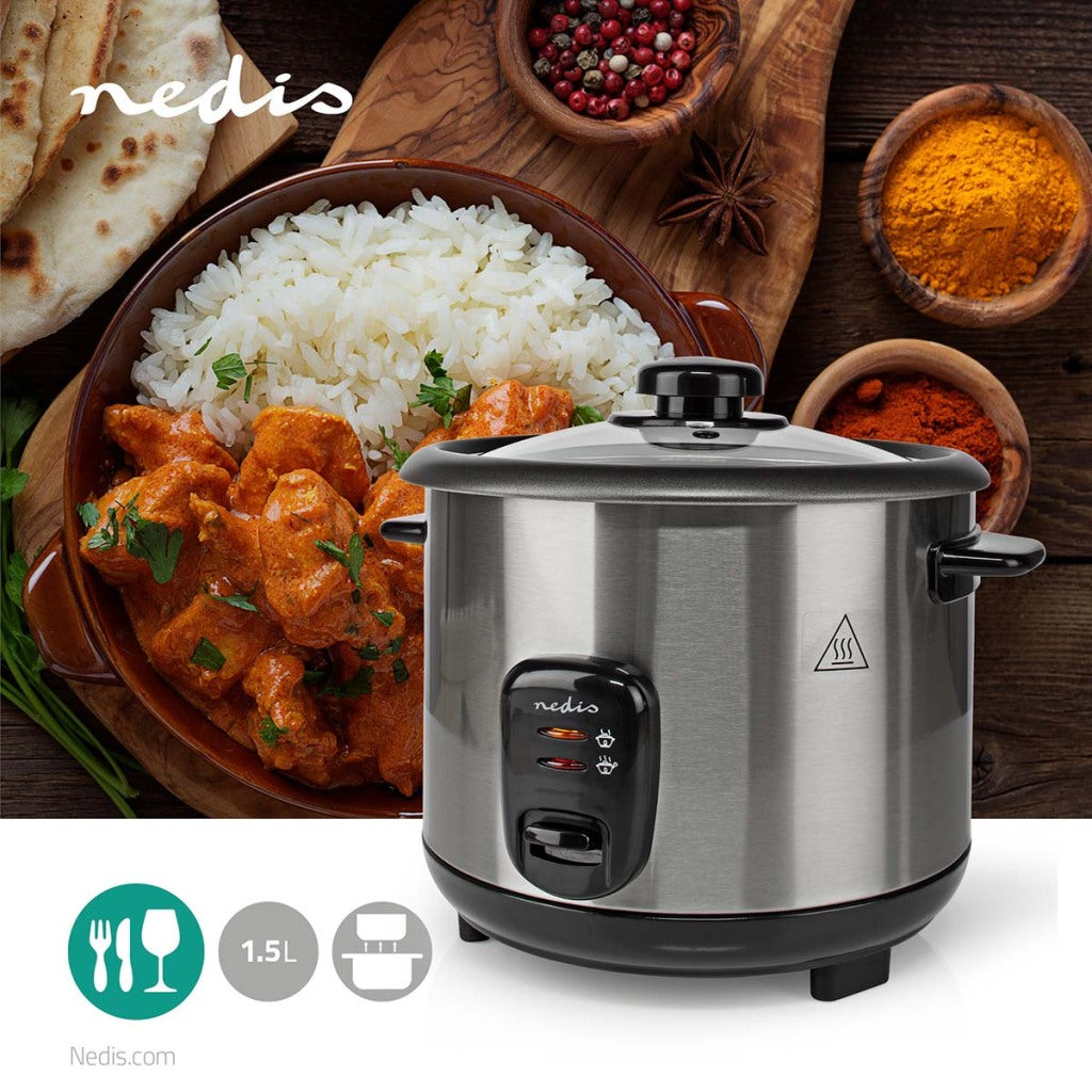 Nedis karc115al rijstkoker 1,5l 500w zilver
