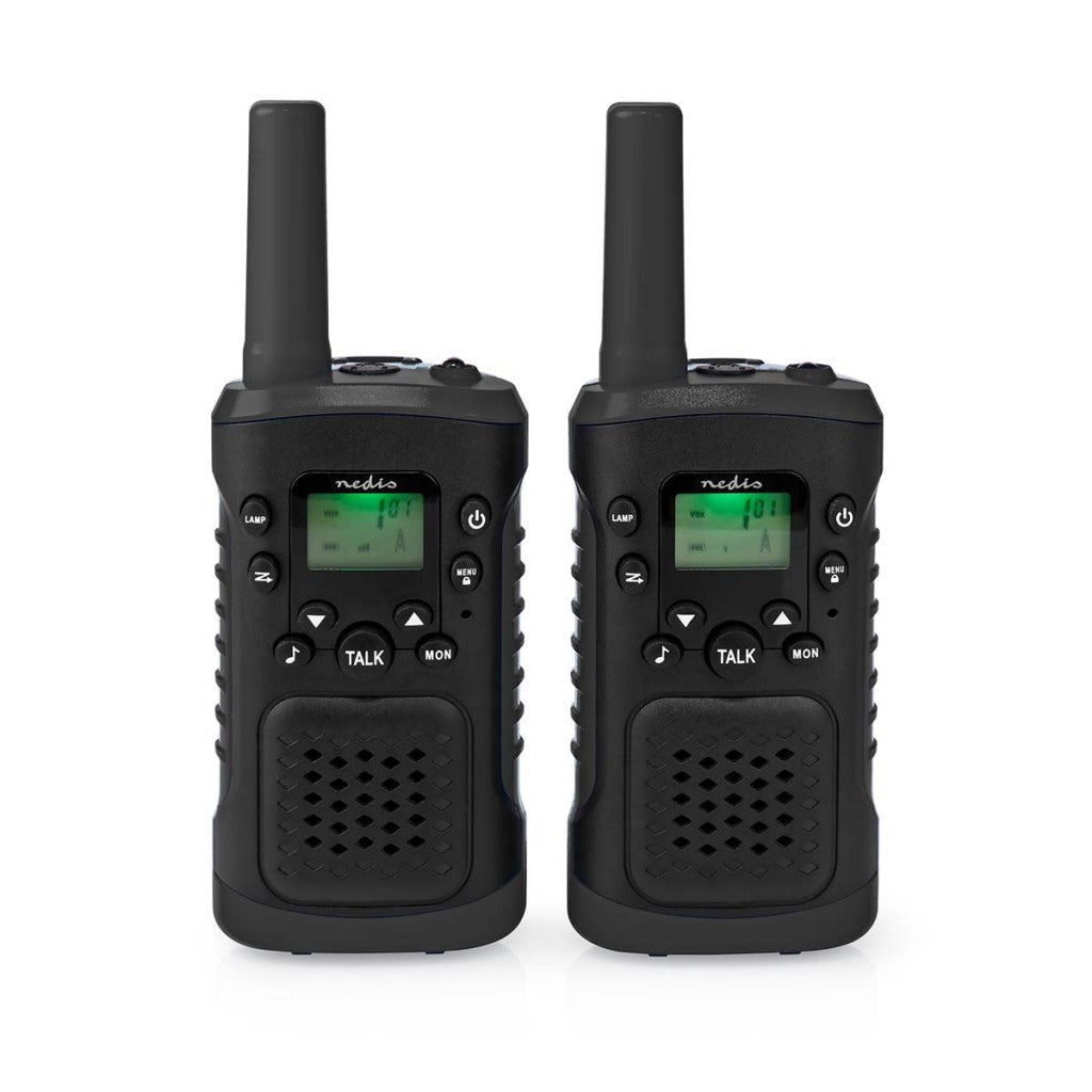 Nedis WLTK0610BK Walkie Talkie Set 2 Handsets Tot 6 Frequentiekanalen: 8 Vox Tot 3 Uur Koptelefoonuitgang 2 Headsets Zwart