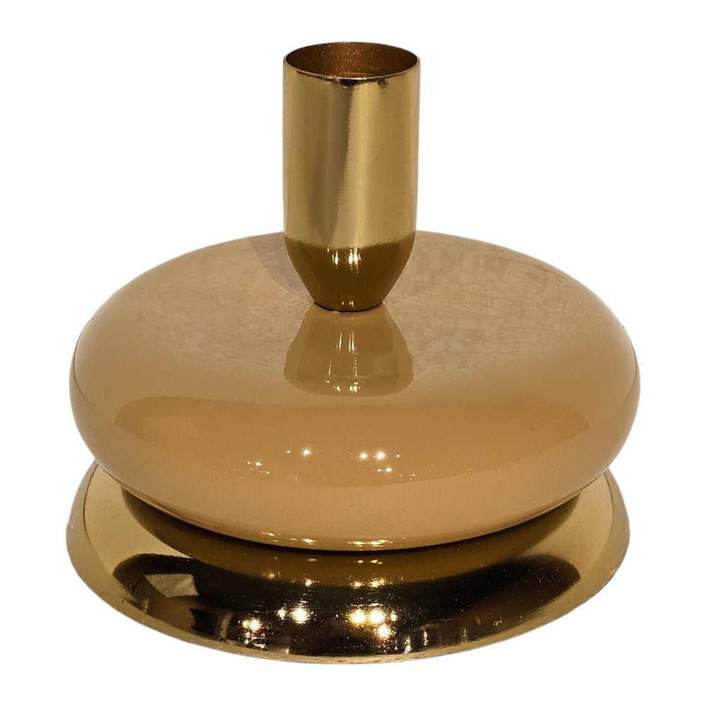 Mansion atmosphere kandelaar goud beige emaille 10x10x8,5cm