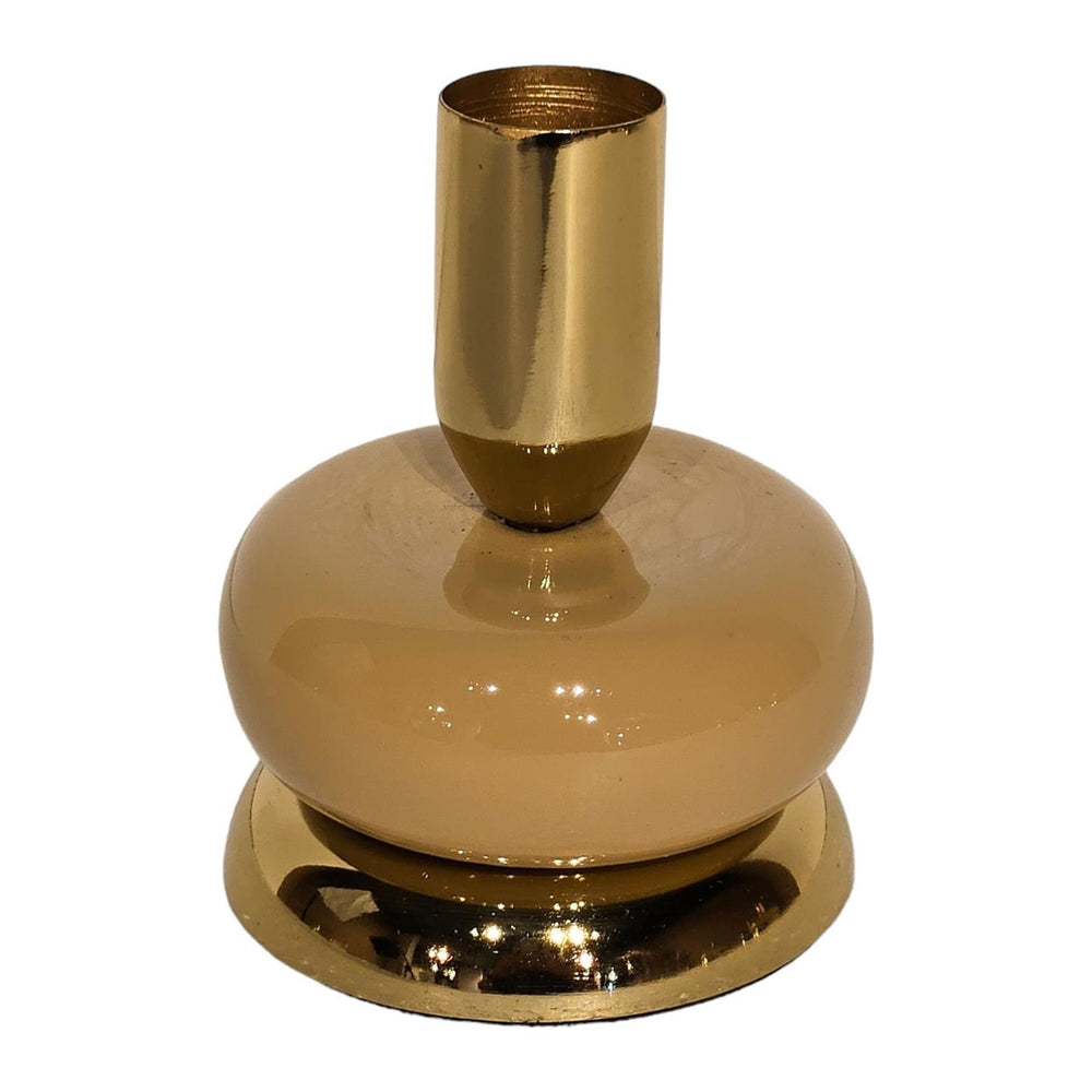 Mansion atmosphere kandelaar goud beige emaille 7x7x8,5cm