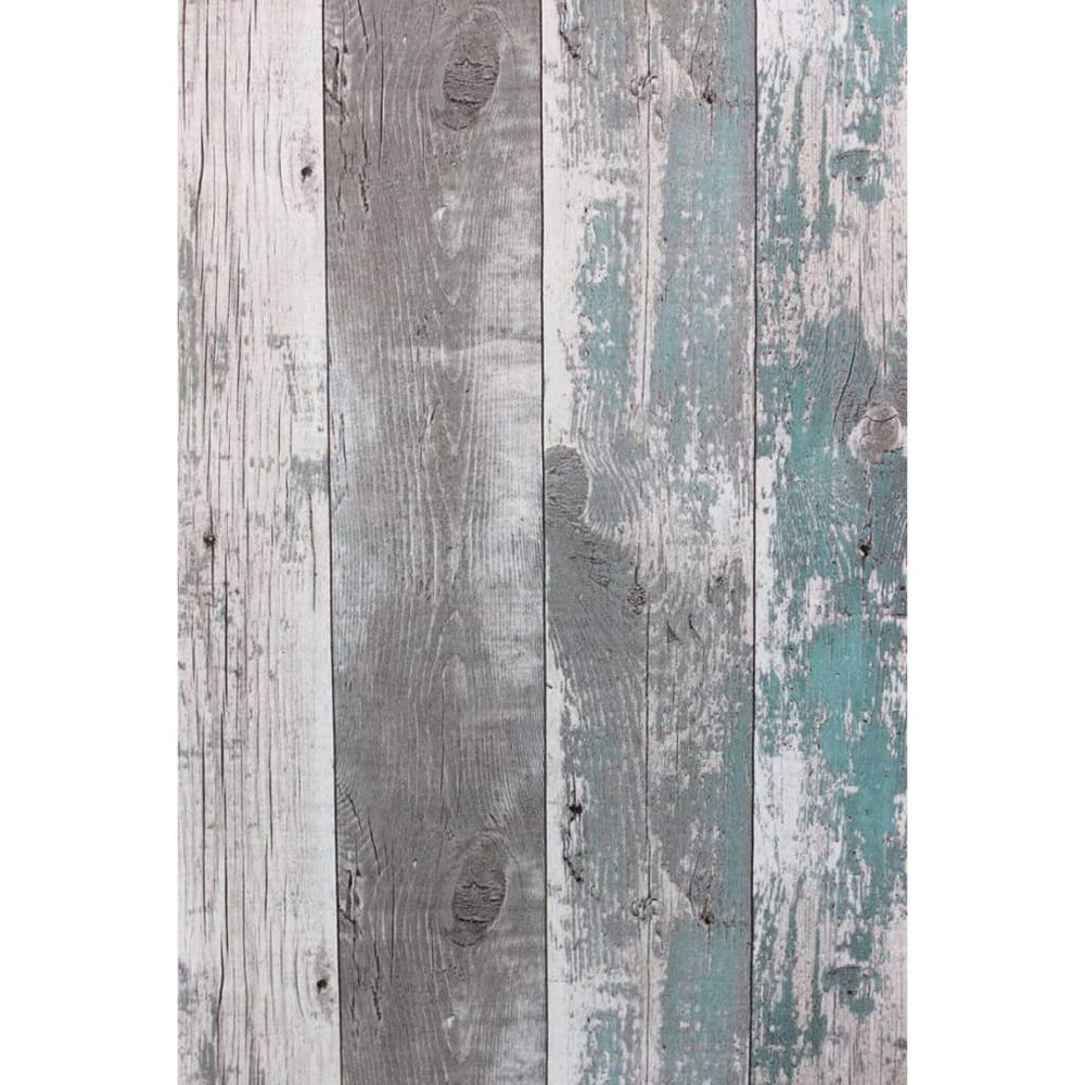 Noordwand behang topchic houten planken donkergrijs en blauw