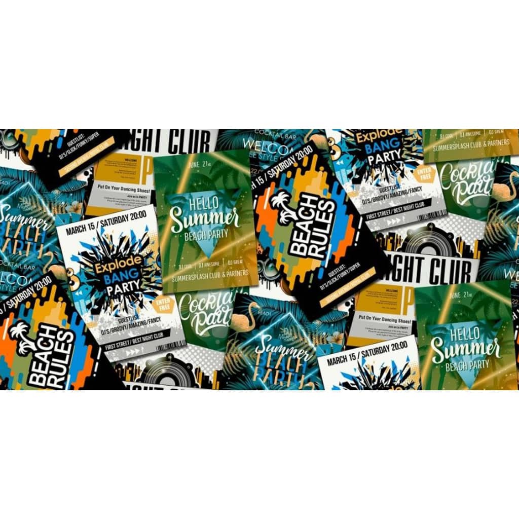 Noordwand behang good vibes clubposters groen en oranje