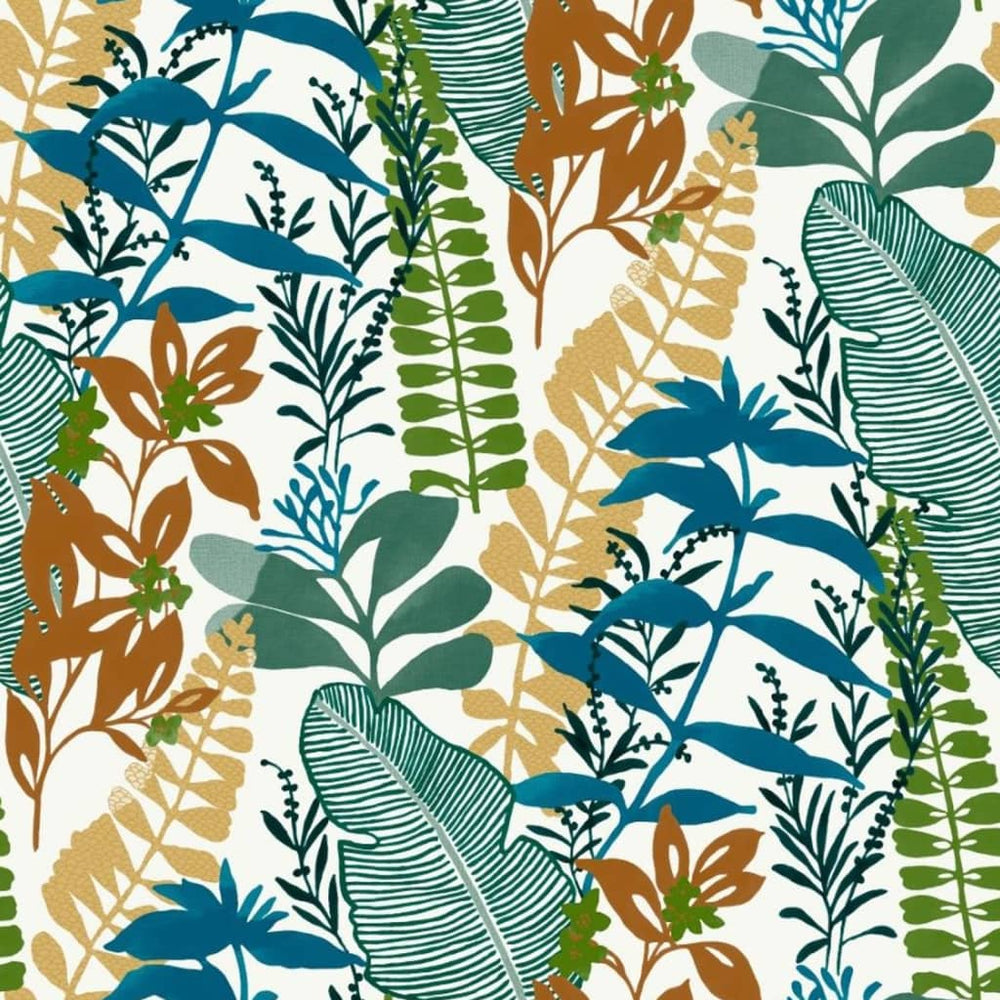 Noordwand behang good vibes grote bladeren blauw en groen