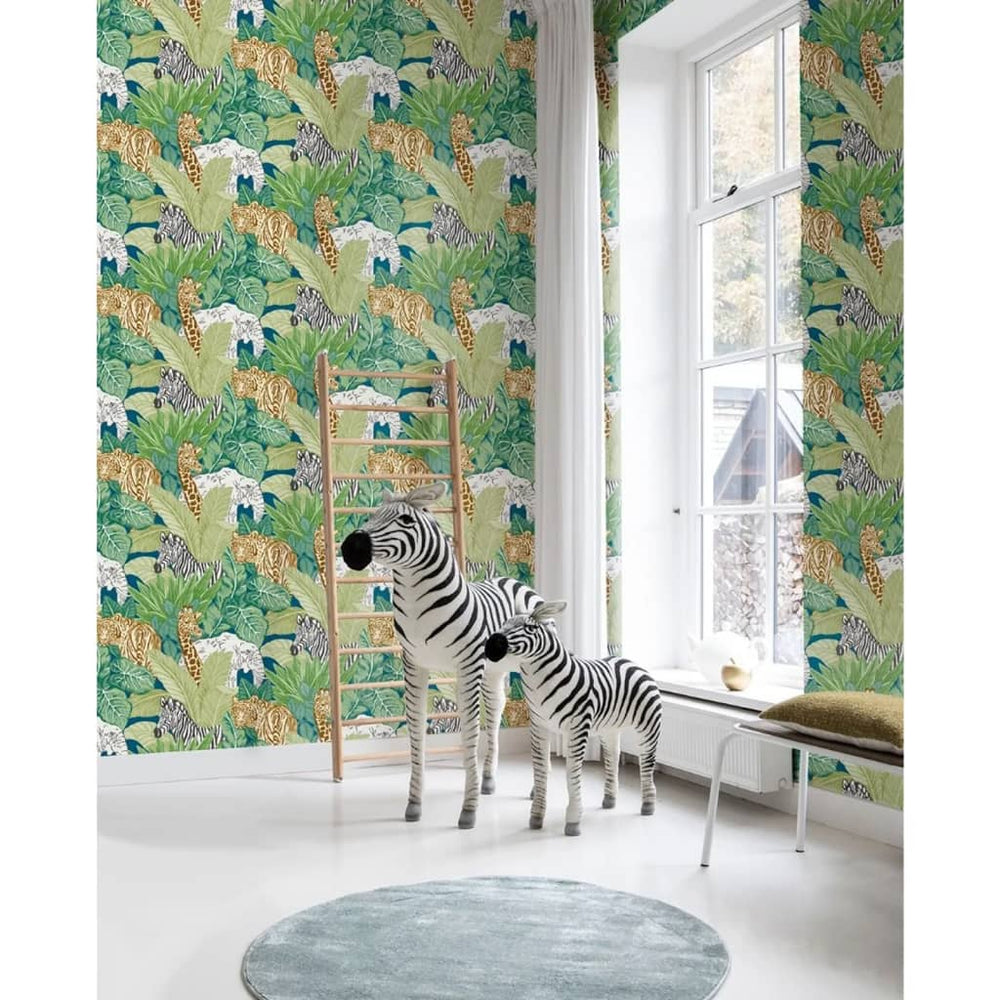 Noordwand behang good vibes jungle dieren groen en zwart
