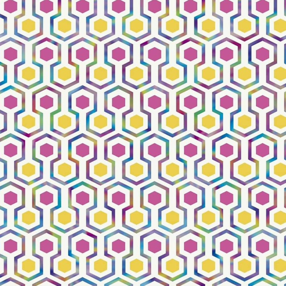 Noordwand behang good vibes hexagon patroon roze en geel