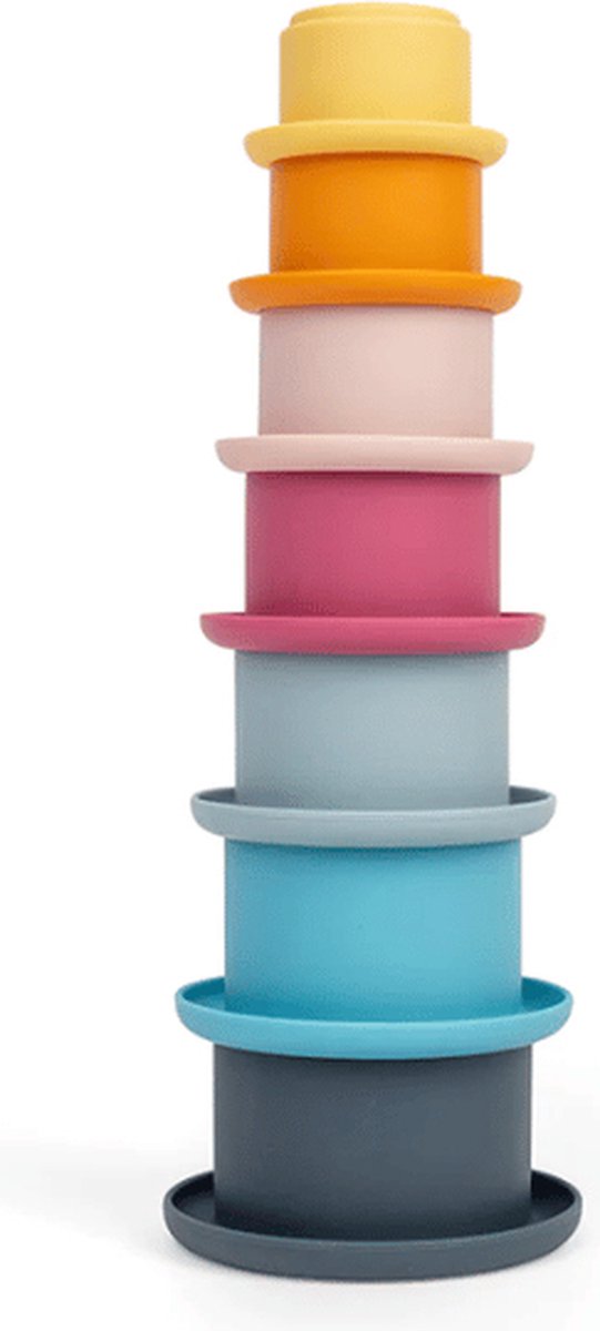 Bigjigs toys bigjigs stapelbare bekers - stapel speelgoed - siliconen speelgoed - meerkleurig - vanaf 12 maanden