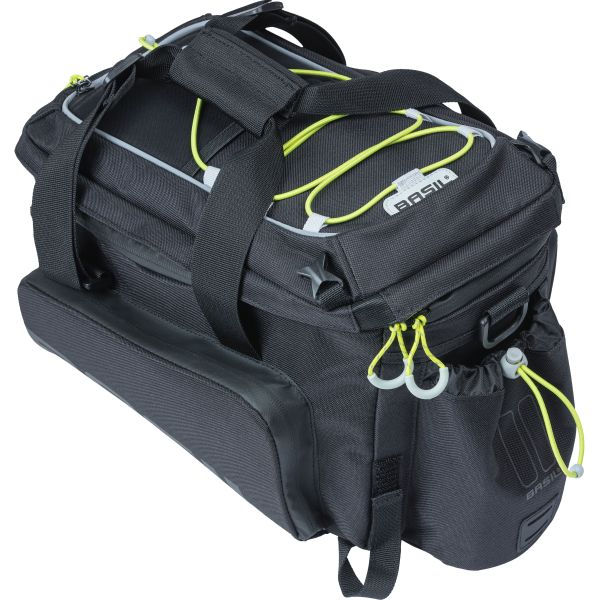 Basil Miles XL Pro rack bag - waterproof - sporty - black lime - 9-36L - MIK RT adapter plates