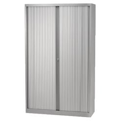 Roldeurkast hoog staal 100x43x198cm zilver 4 legborden