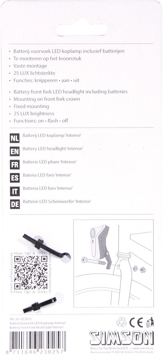 koplamp Intense batterijen zwart led