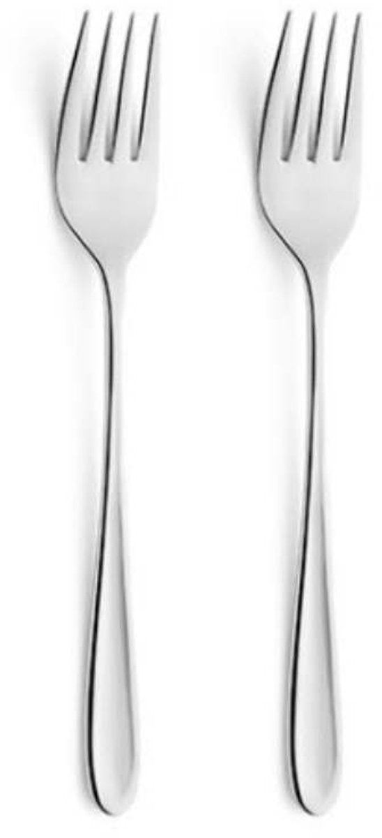 Amefa monaco - 2-delige dessertvork set - voor 2 personen - zilverkleurig - rvs - vaatwasmachinebestendig - 18 10 - 6 persoons