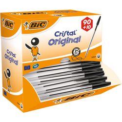 Bic cristal value pack met dop medium zwart