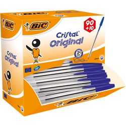 Bic cristal balpennen medium punt (1.0 mm) - voordeelpak 90+10 gratis - schrijfkleur blauw