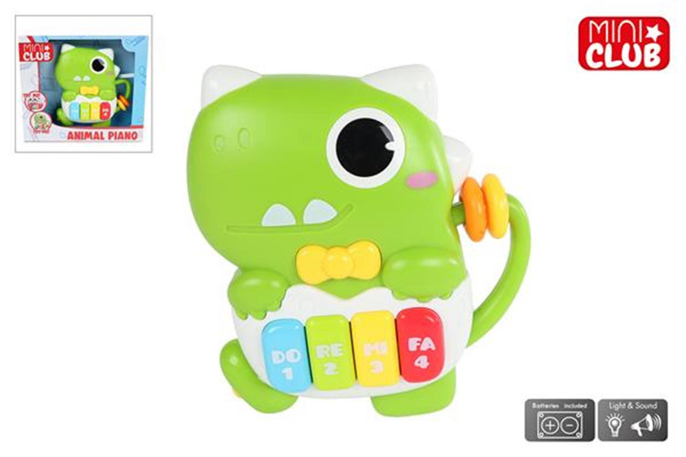 Miniclub dierenpiano dino met licht en geluid, 15cm