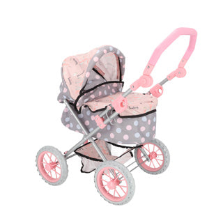 Poppenw. + verzorgingstas grijs roze 65x35,5x75 cm