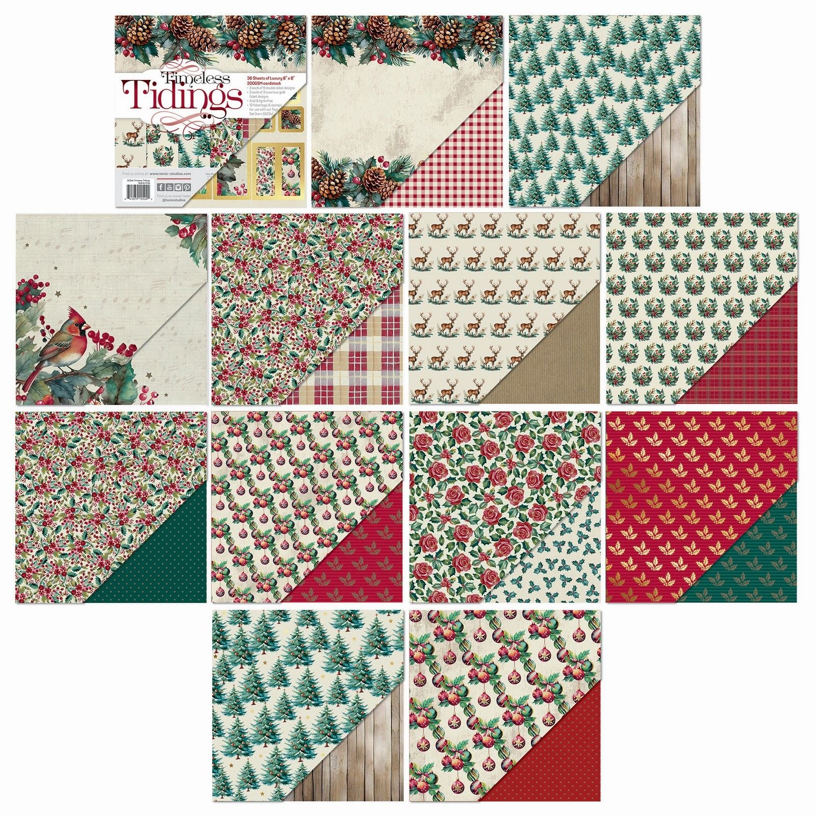 Tonic studios • timeless tidings 8x8 art pad