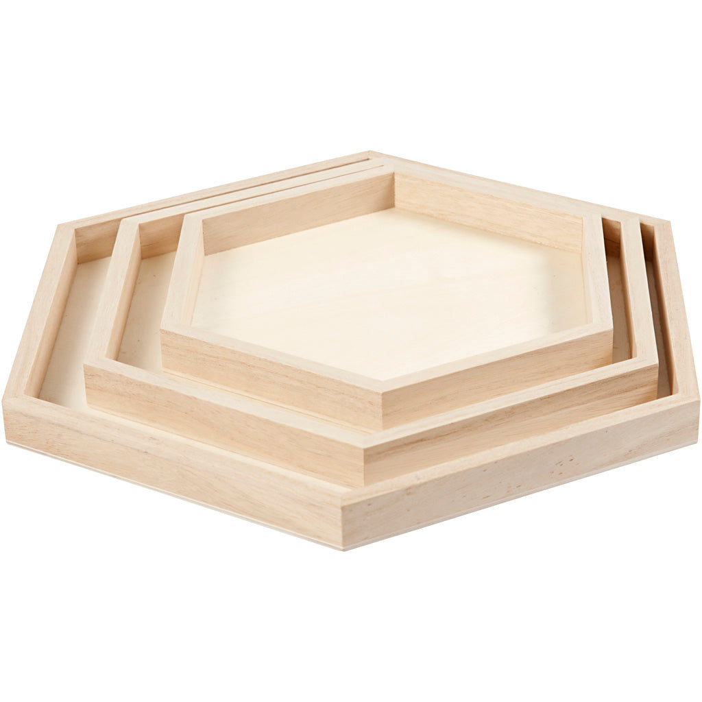 Creatief bedrijf houten dienbladen divers, set van 3