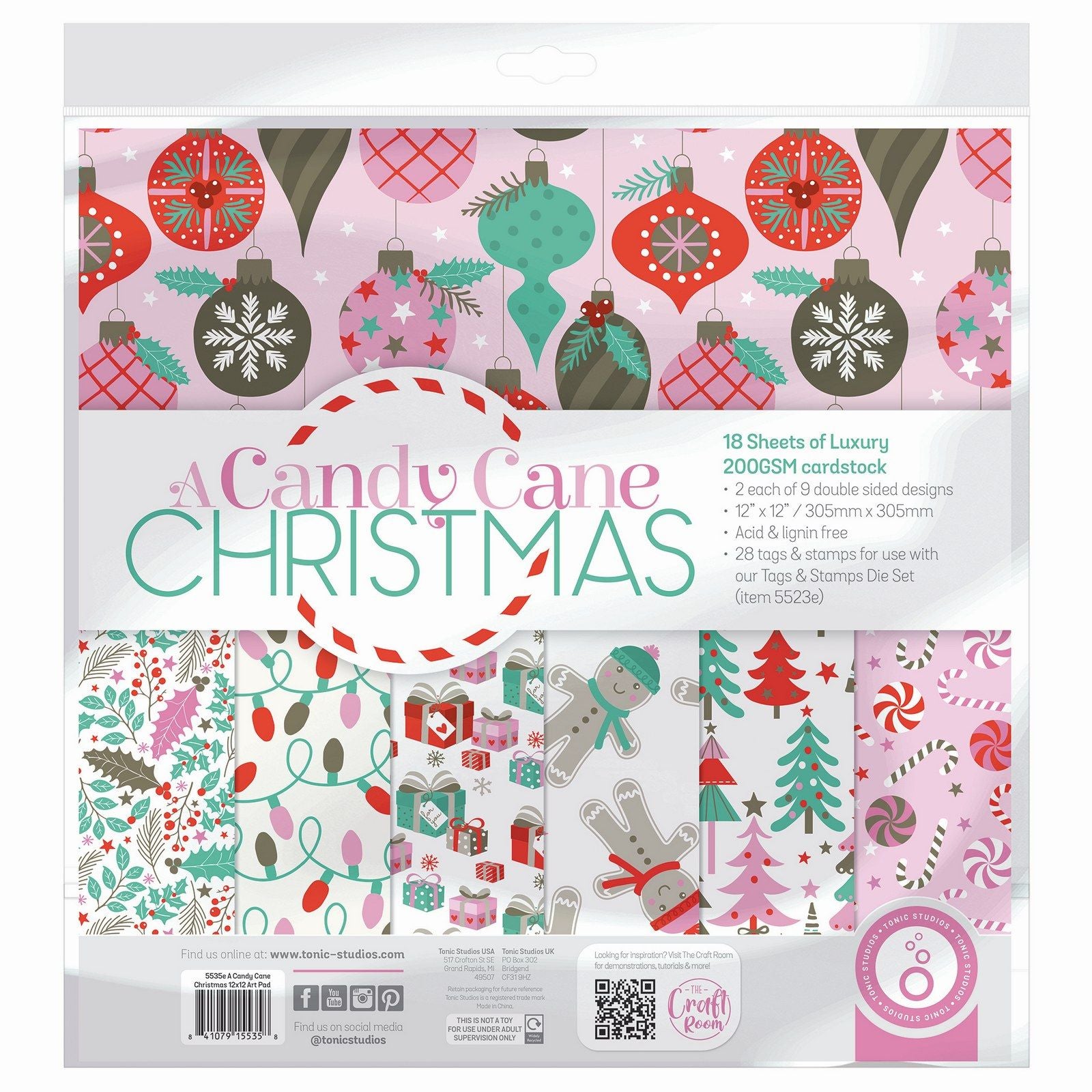 Tonic studios • a candy cane christmas art pad 30,5x30,5cm