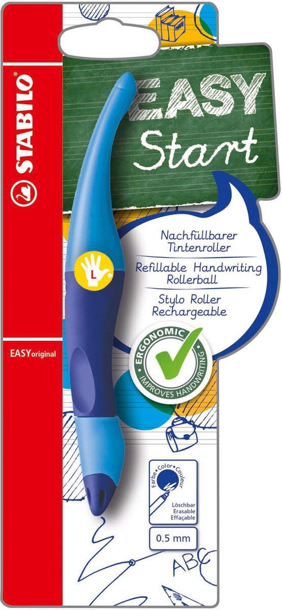 Stabilo easyoriginal - ergonomische rollerball - linkshandig - blauwe inkt - navulbaar - blauw