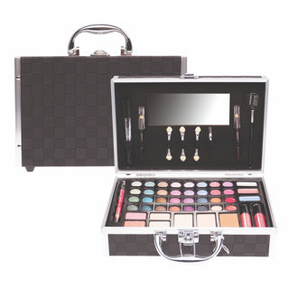 Casuelle make up koffer zwart geblokt