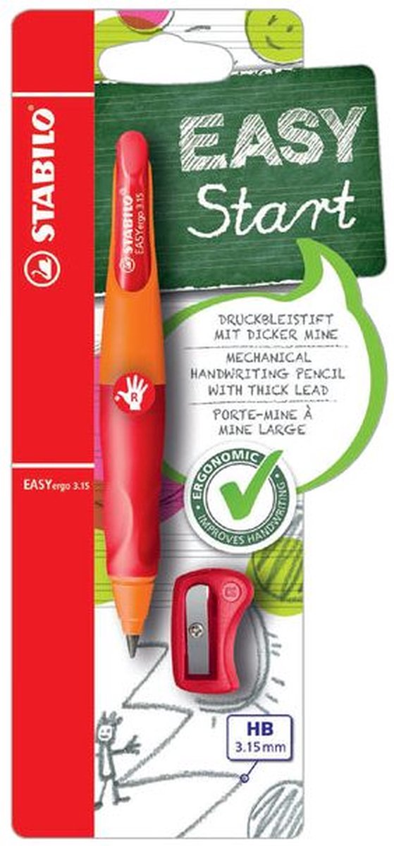 Stabilo vulpotlood easyergo hb 3.15mm rechts or rd | 5 stuks