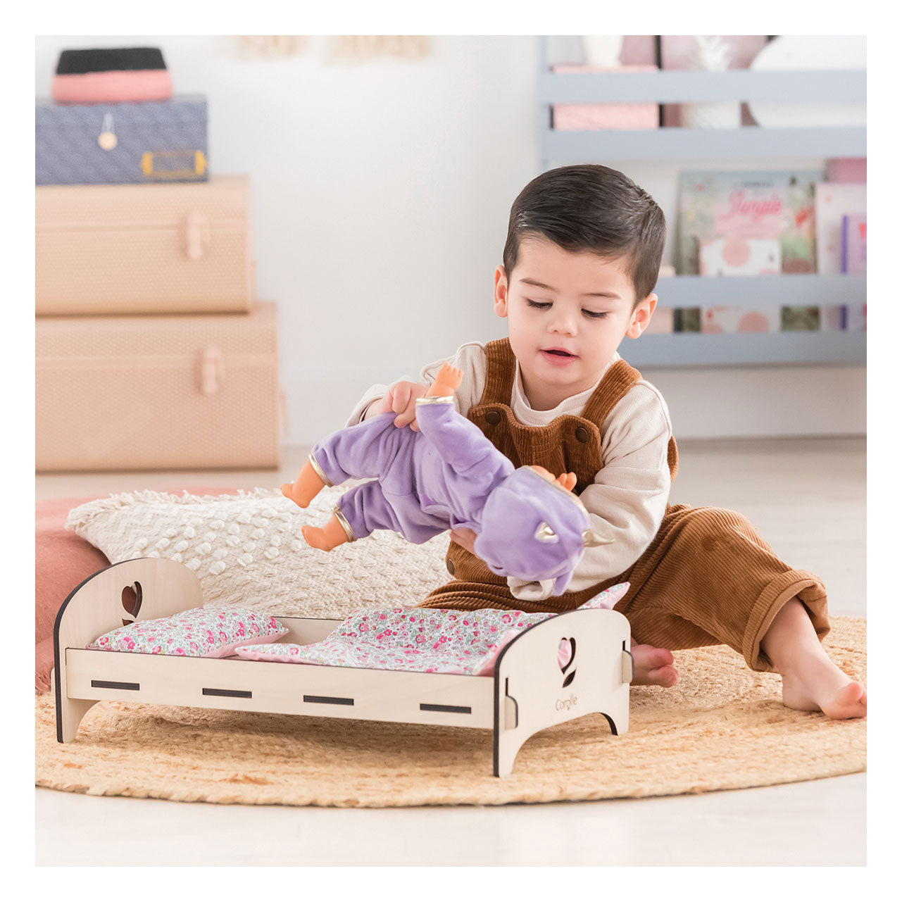 Corolle - houten poppenbed floral