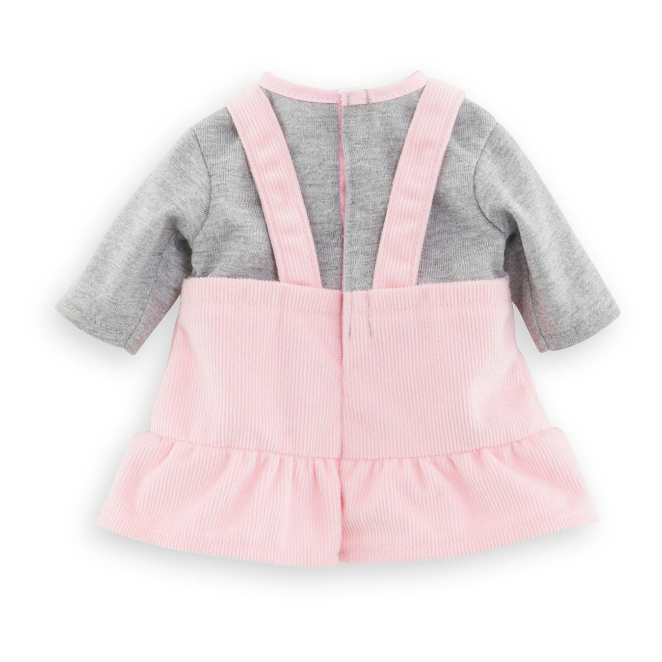 Corolle poppenjurk met shirt - babypop kleding 36cm roze grijs.