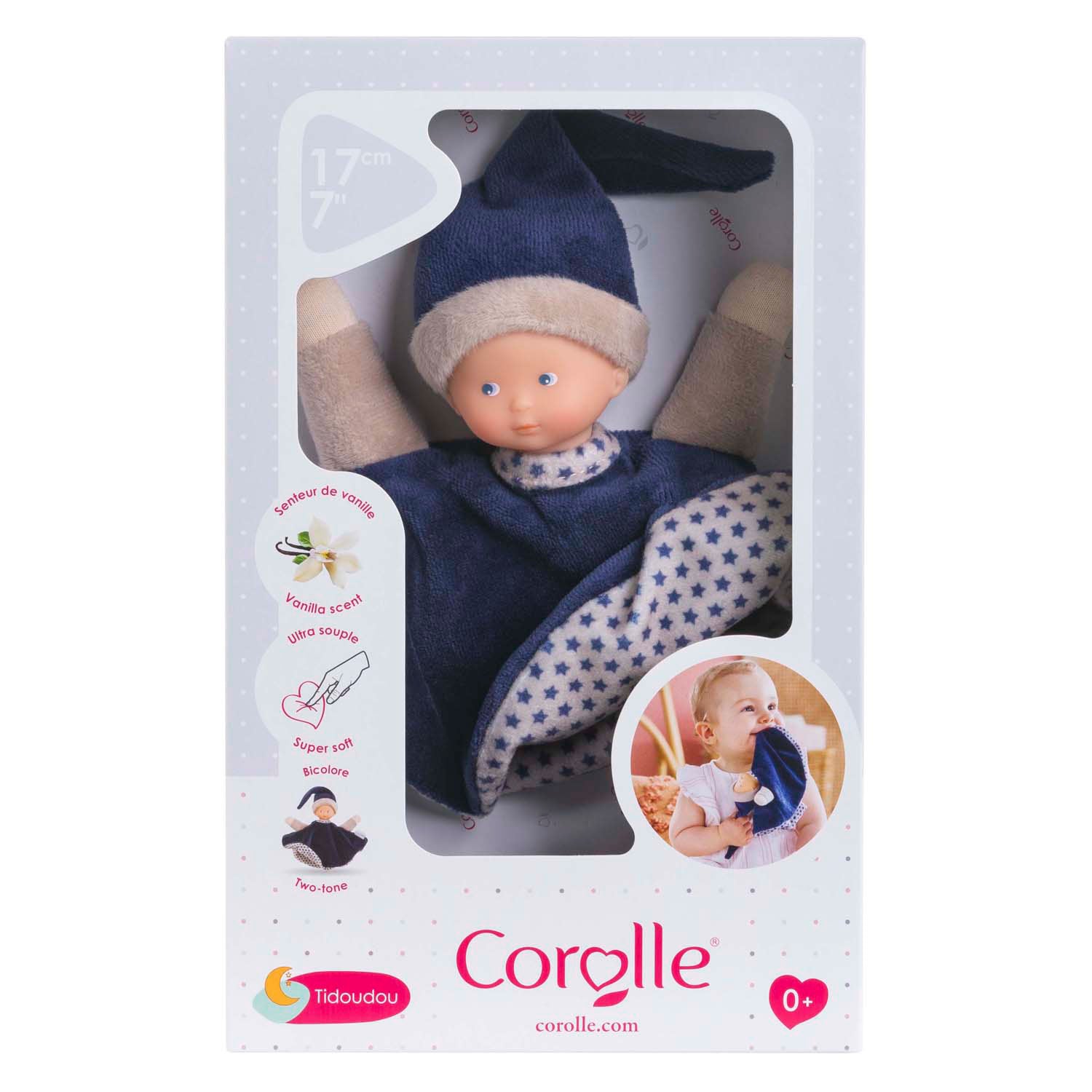 Corolle tidoudou - marineblauwe knuffeldoek, 17cm